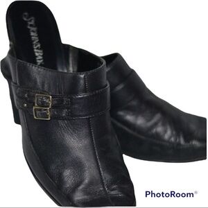 St. John's Bay Slide On Black Leather Heels